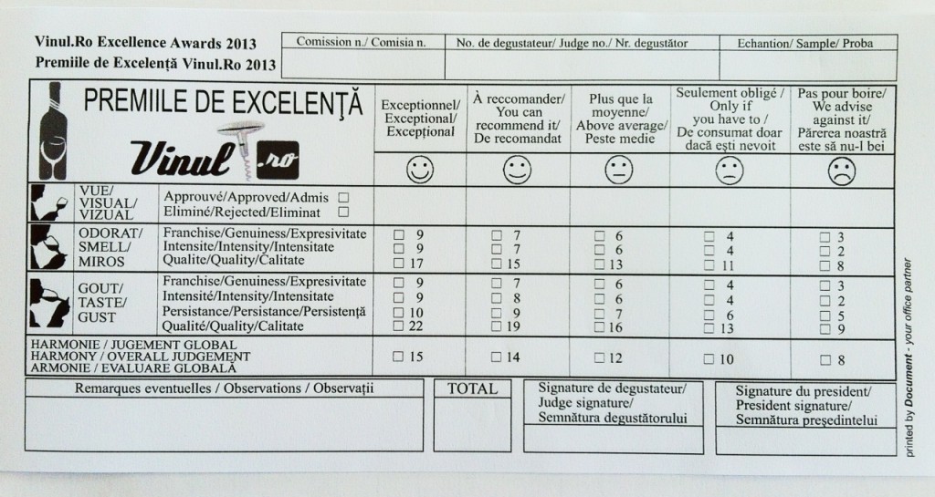 fișă de degustare